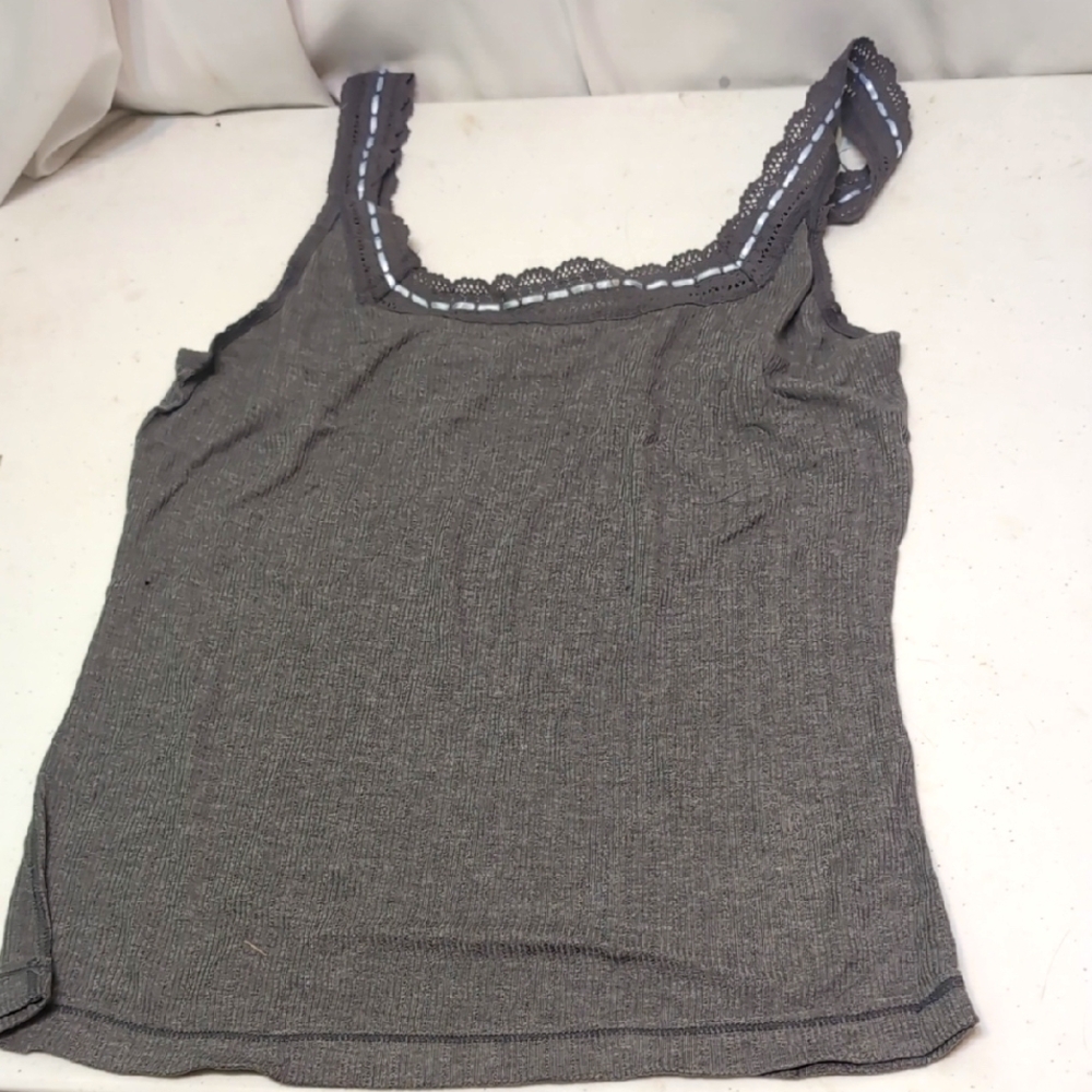 Intimately Free People Gray Lace Trim Women's Top Size XL NWT